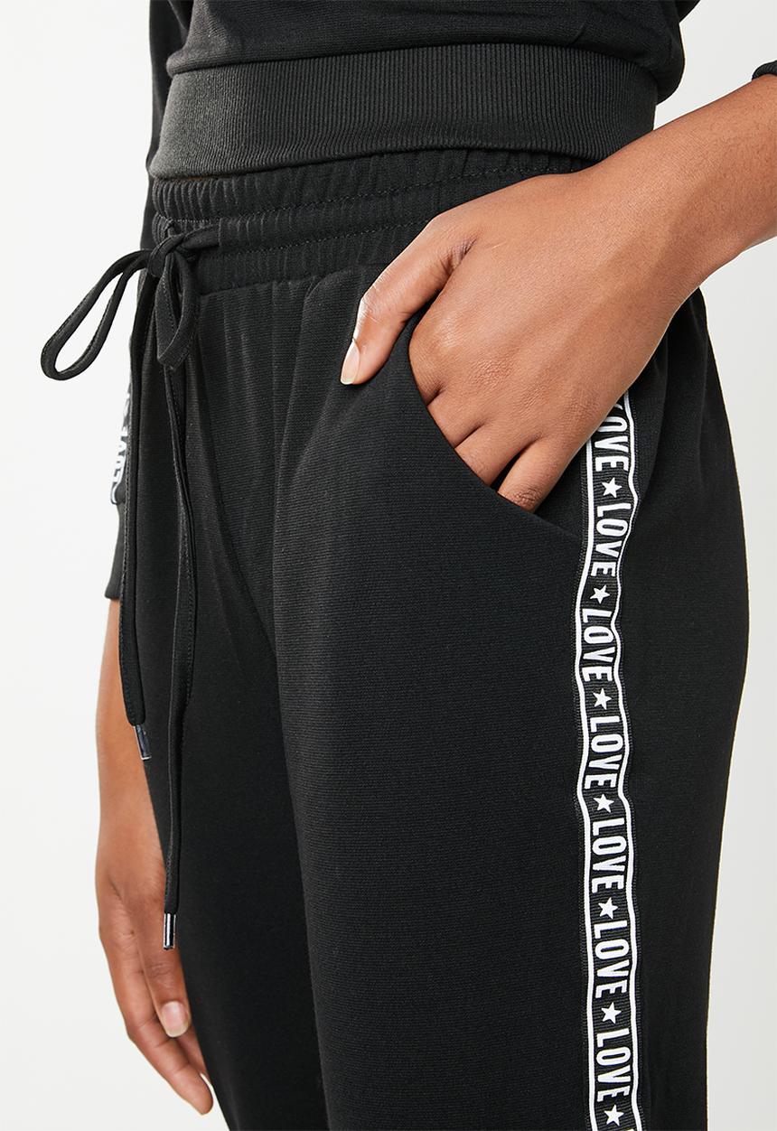 Brave Soul - Side tape joggers - black