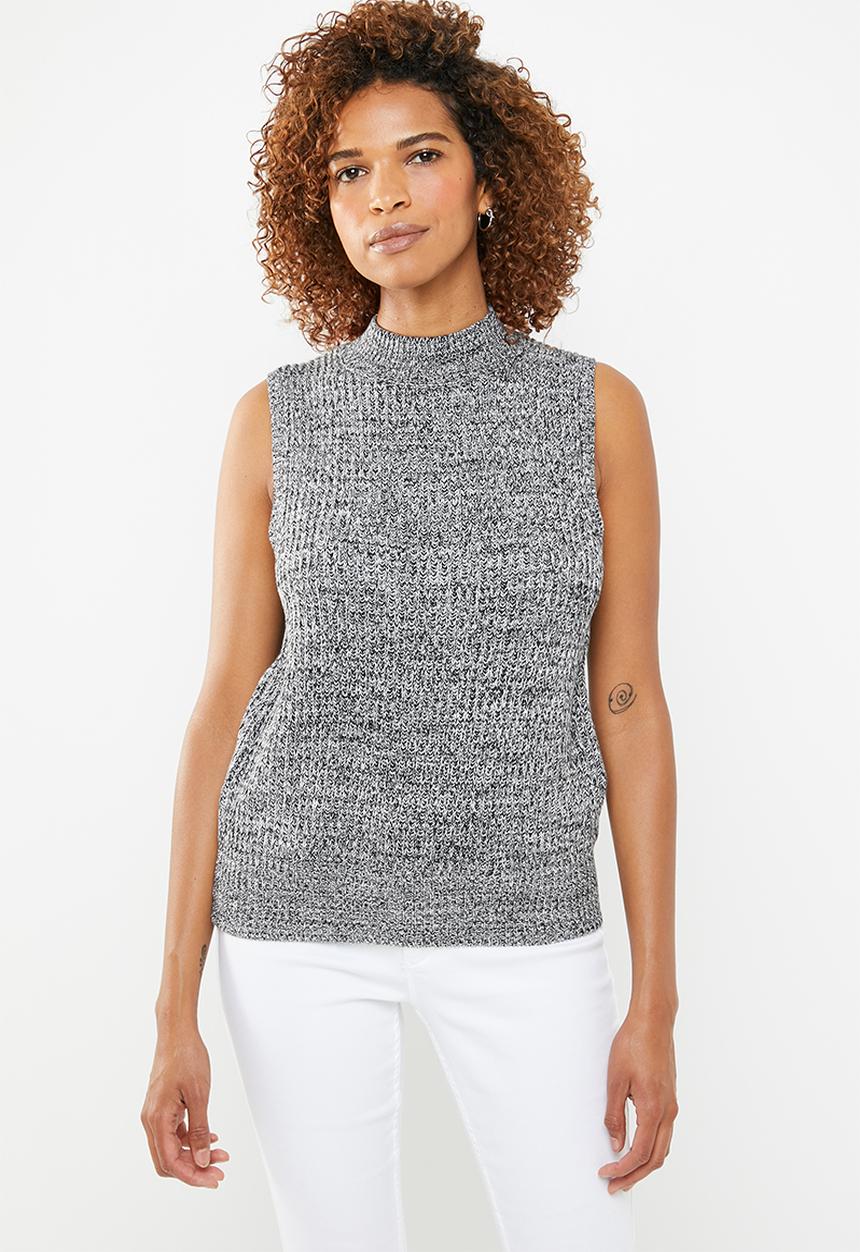 STYLE REPUBLIC - Sleeveless turtleneck crop jersey - grey