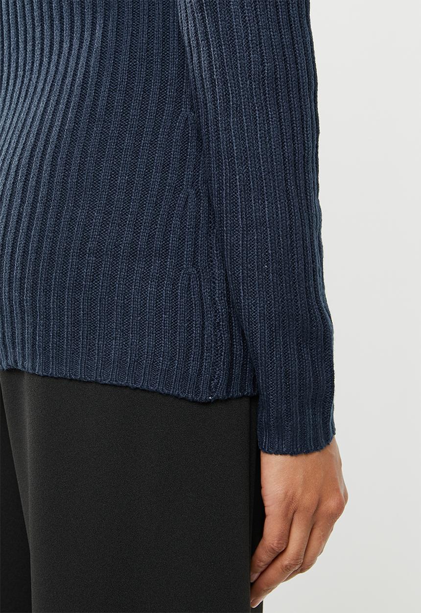 edit - Essential ribbed v neck jersey  - navy