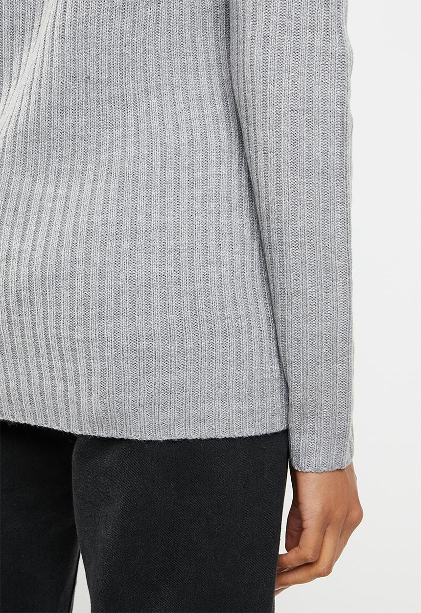 edit - Essential ribbed round neck jersey - grey