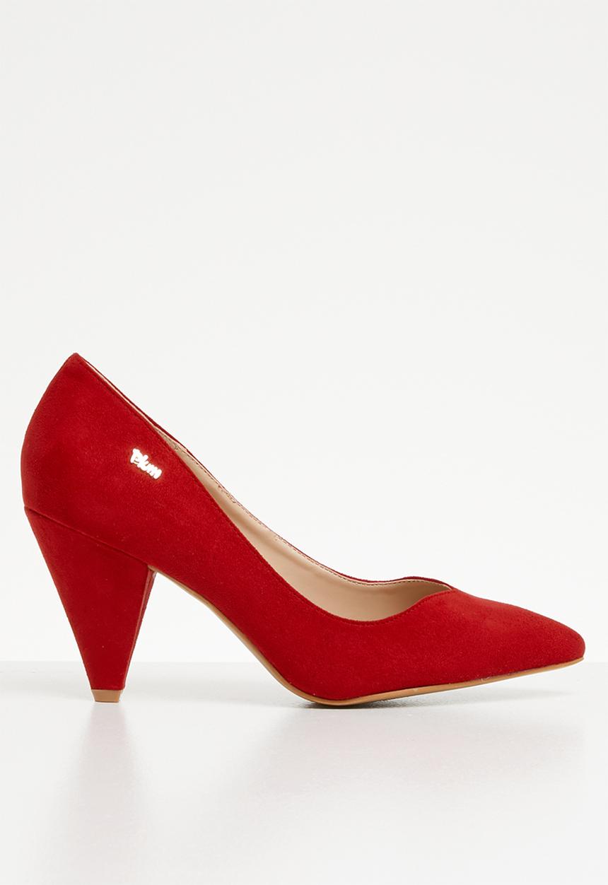 Plum - Genie cone heel pump - red