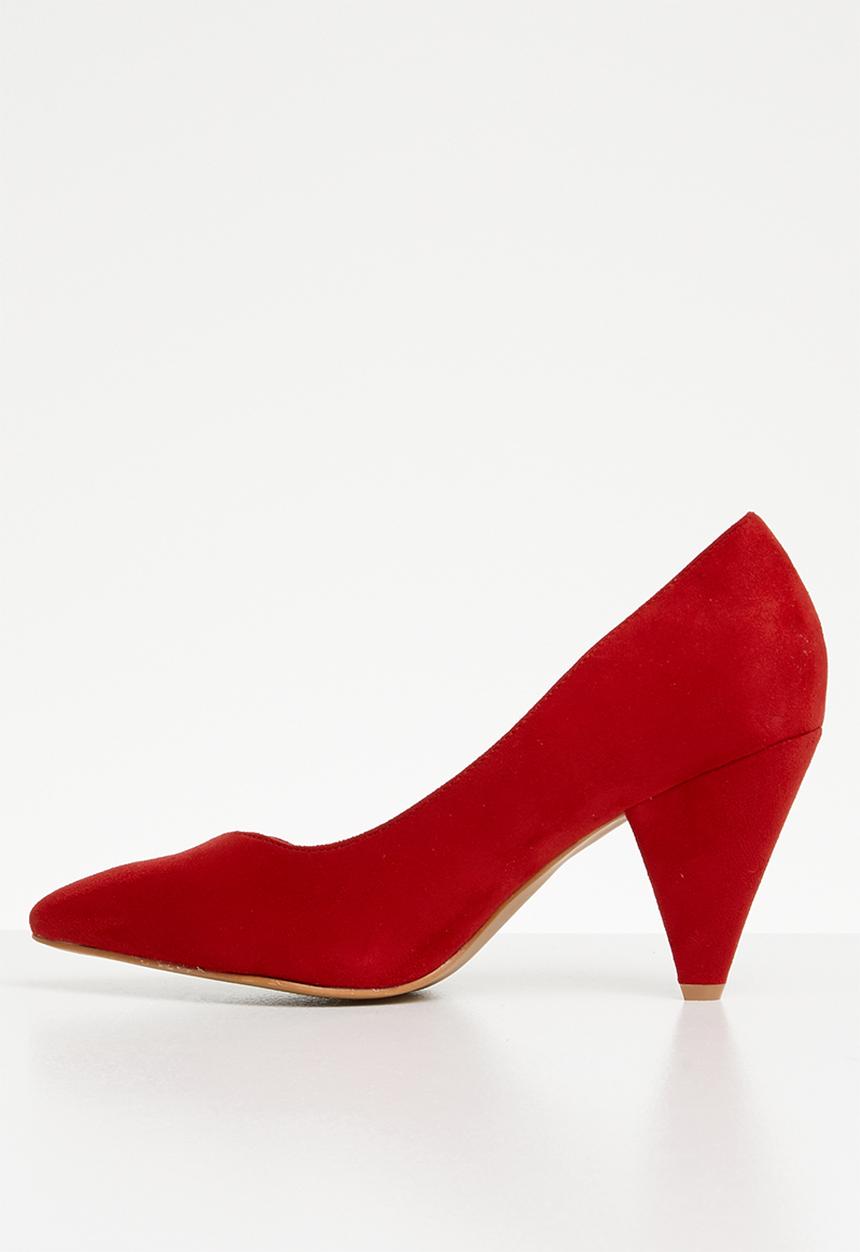 Plum - Genie cone heel pump - red