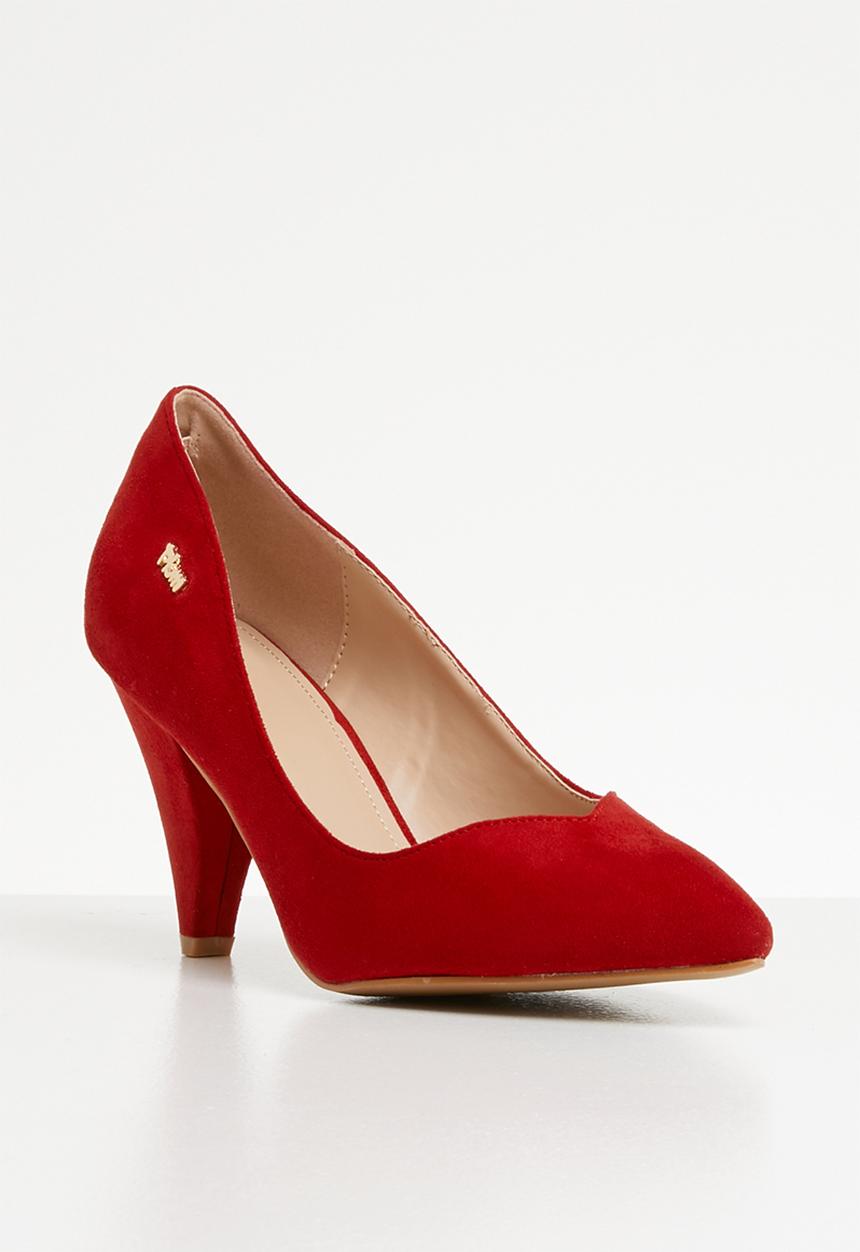 Plum - Genie cone heel pump - red