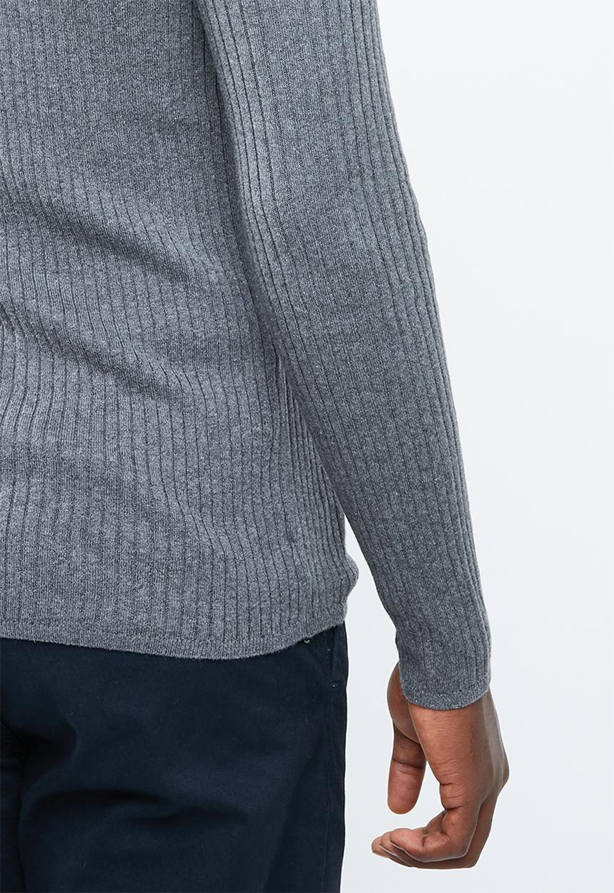 Superbalist - Slim fit ribbed crew neck knit - grey