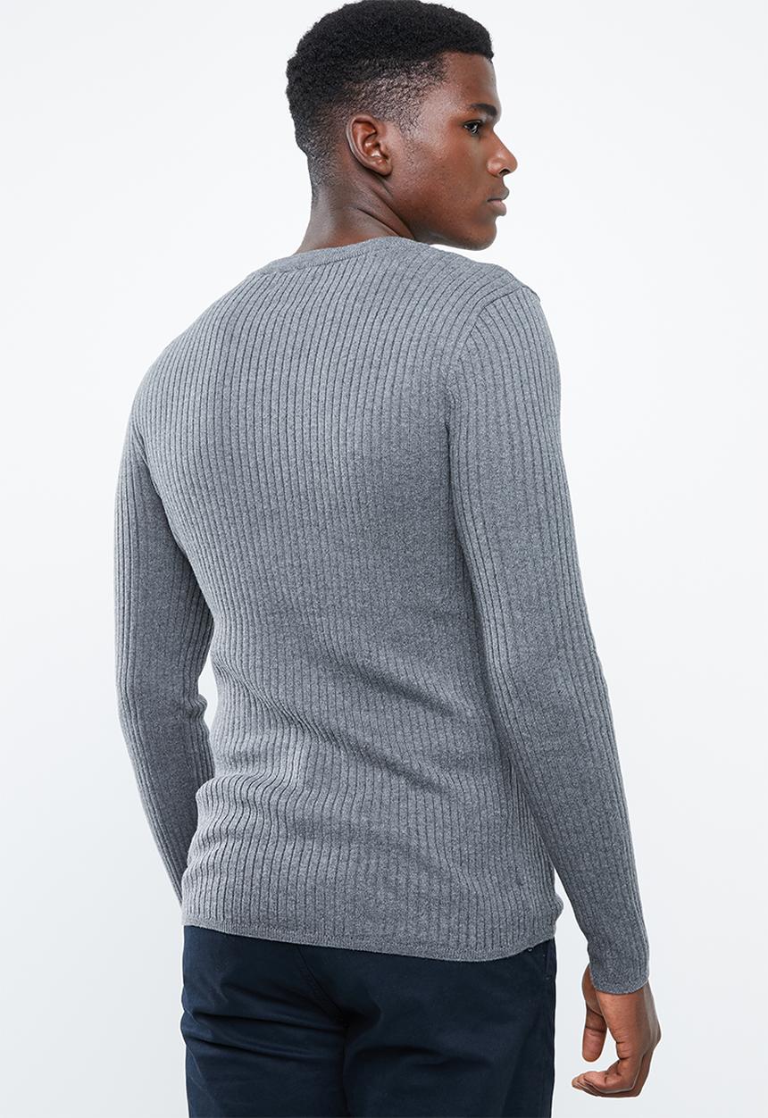 Superbalist - Slim fit ribbed crew neck knit - grey