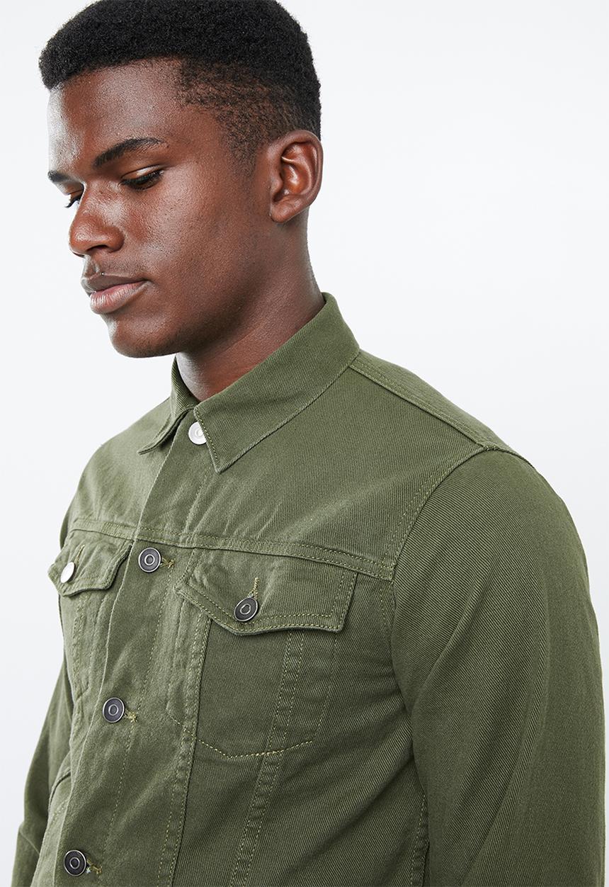 Superbalist - Colour Slim Denim Trucker Jacket - khaki