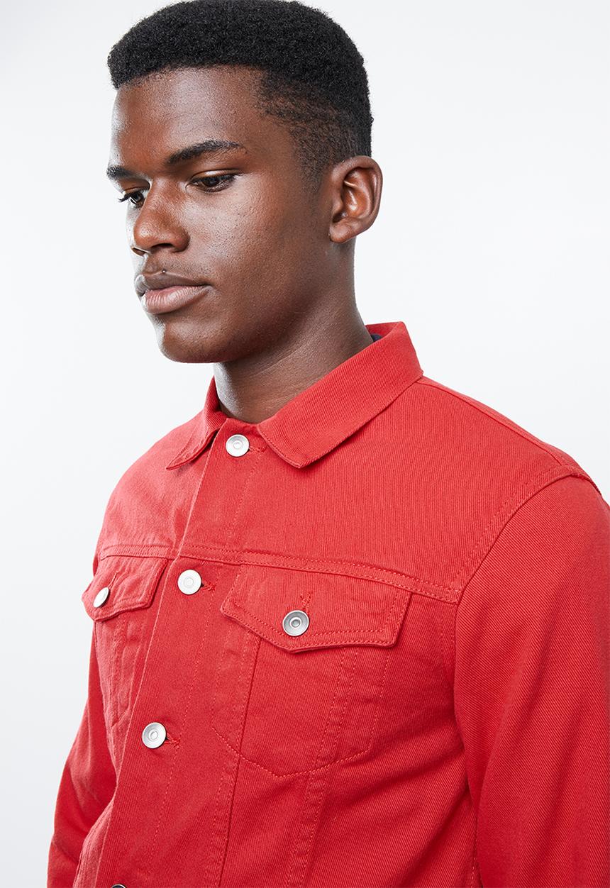 Superbalist - Colour Slim Denim Trucker Jacket - red