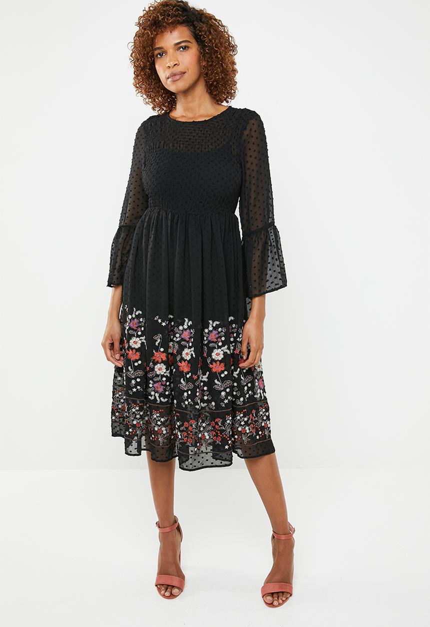 ONLY - Vanilla embroidered dress - black