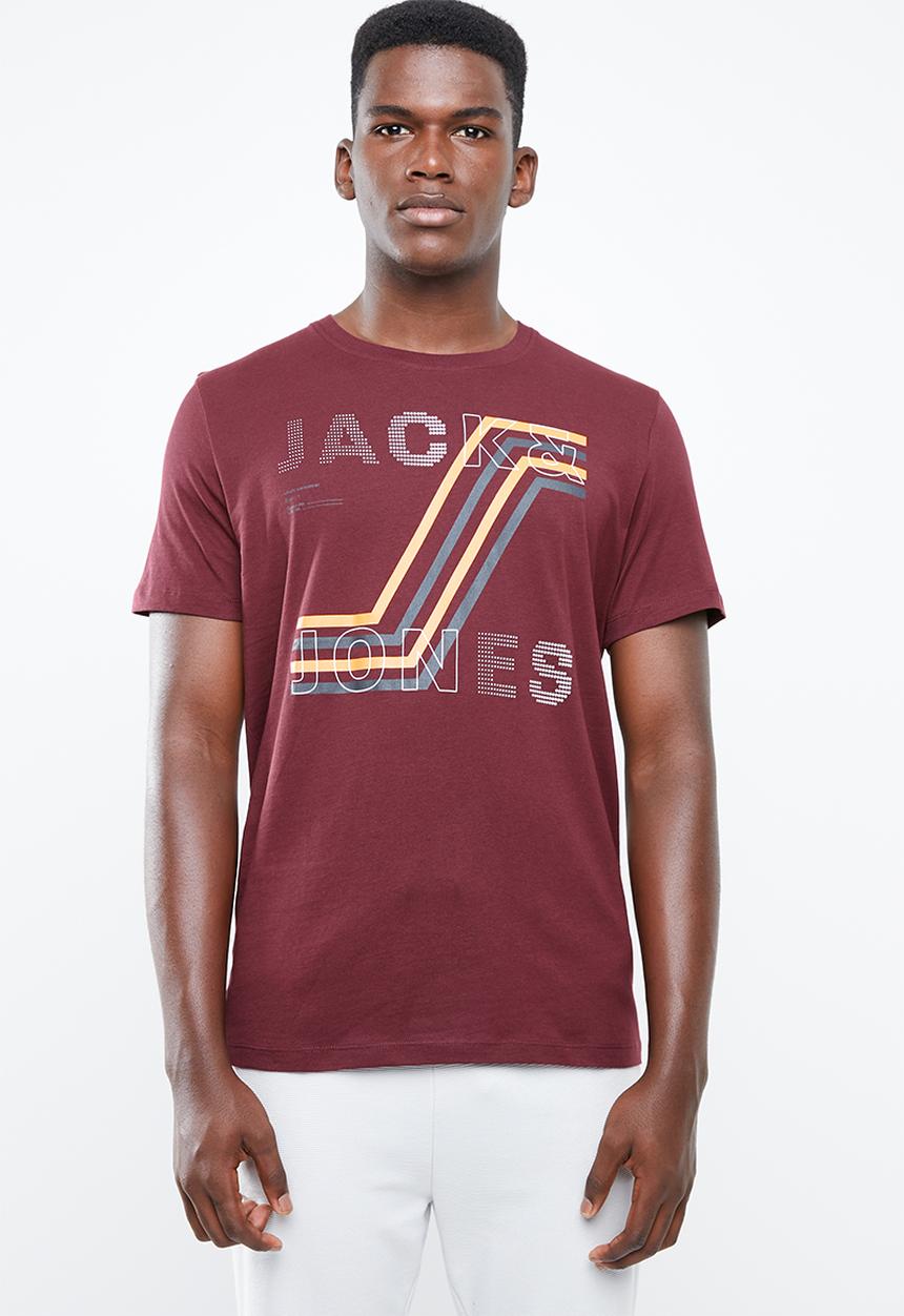 Jack & Jones - Harly short sleeve regular fit tee - burgundy