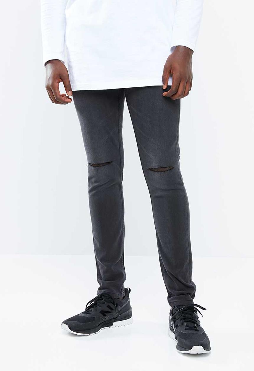 Only & Sons - Warp skinny knee cut jeans - grey