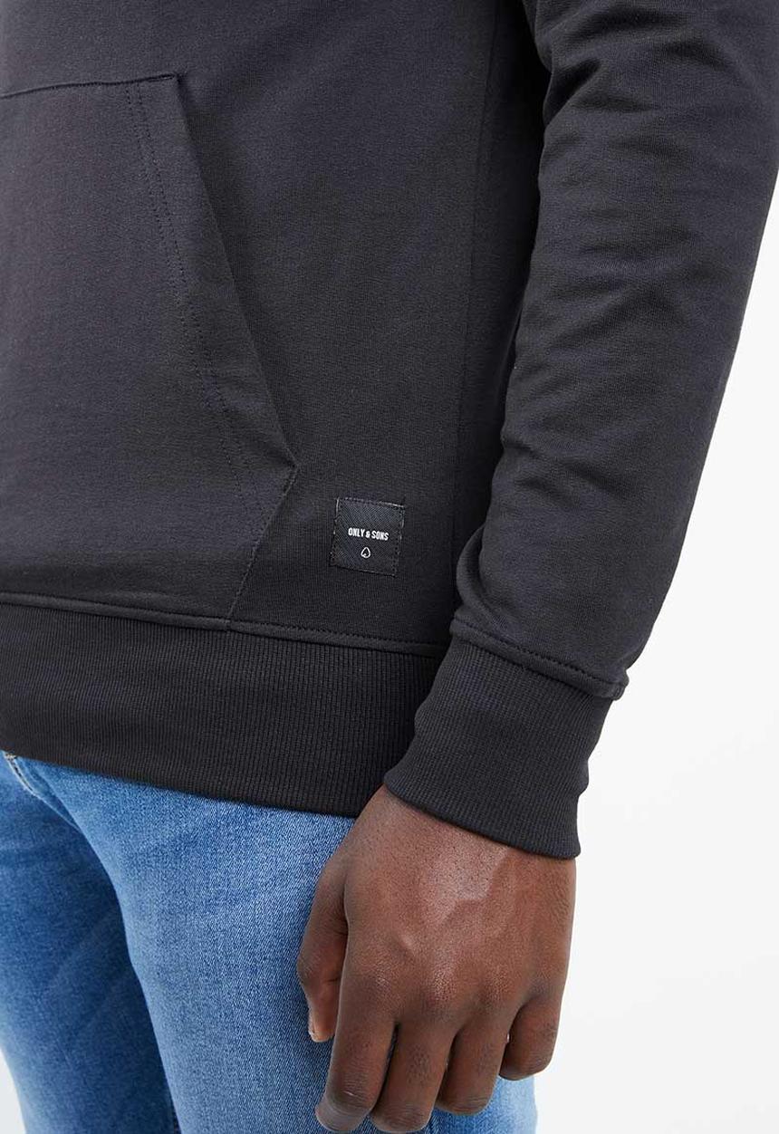 Only & Sons - Danny contrast sweat hood - black