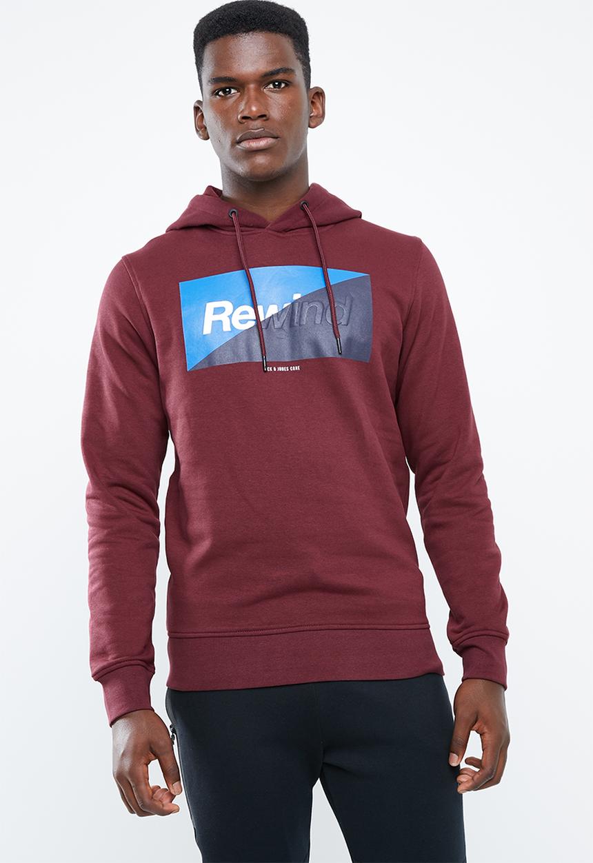 Jack & Jones - Logan sweat hoodie - burgundy