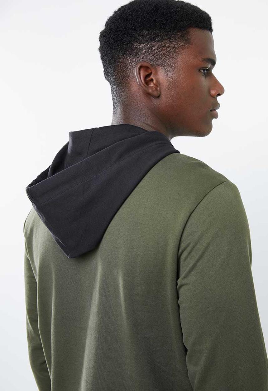 Only & Sons - Danny contrast sweat hood - green