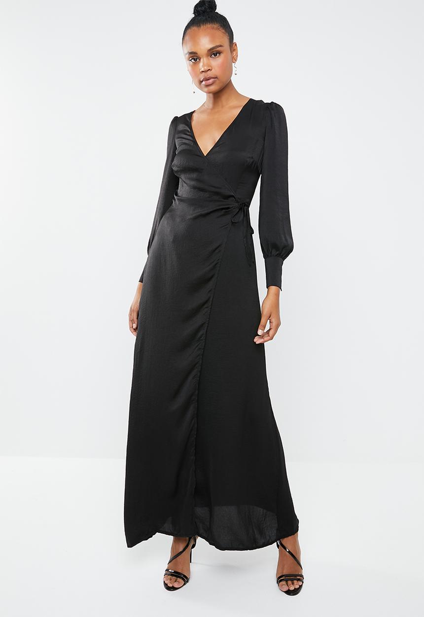 Missguided - Satin tie side maxi dress - black