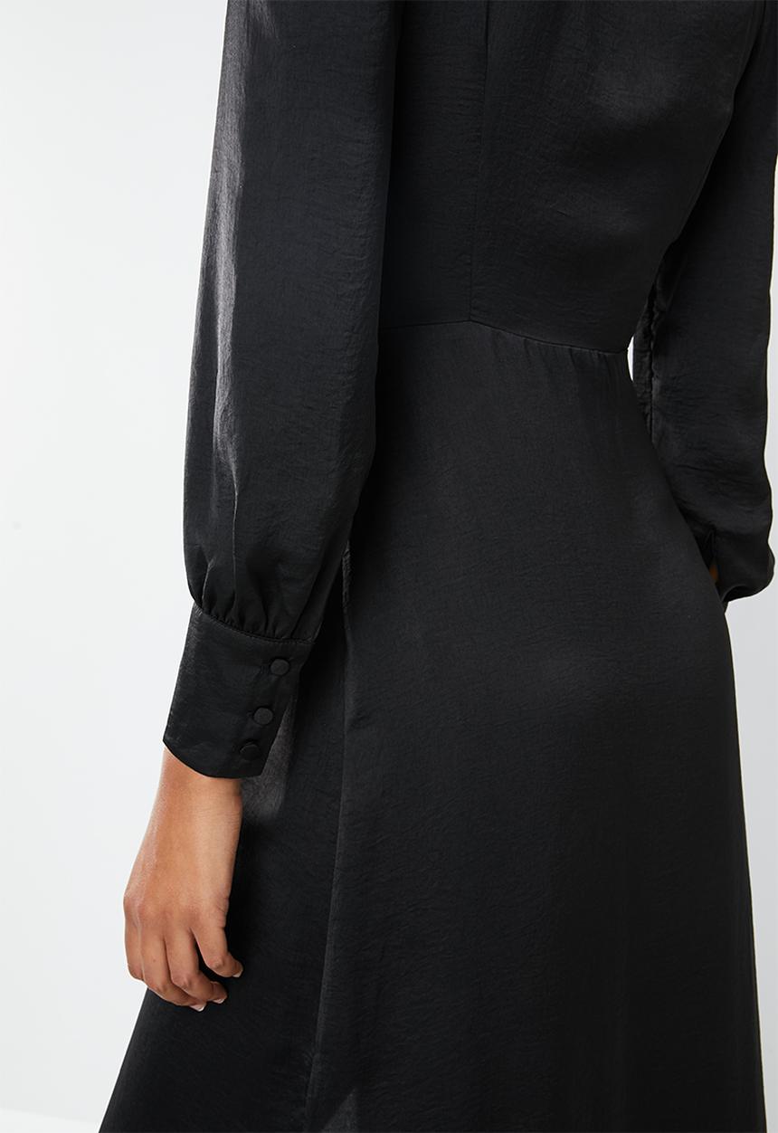 Missguided - Satin tie side maxi dress - black