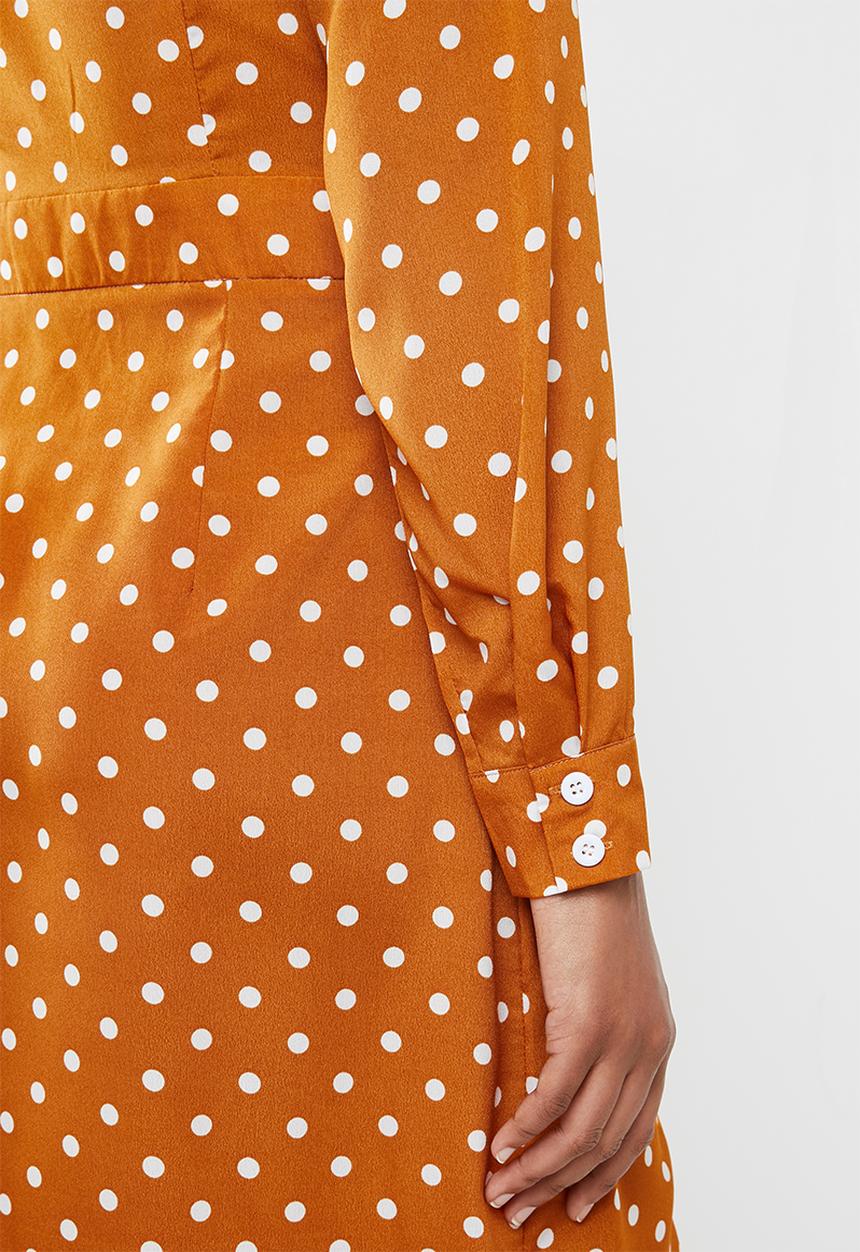 Missguided - Midi polka dot shirt dress - yellow & white