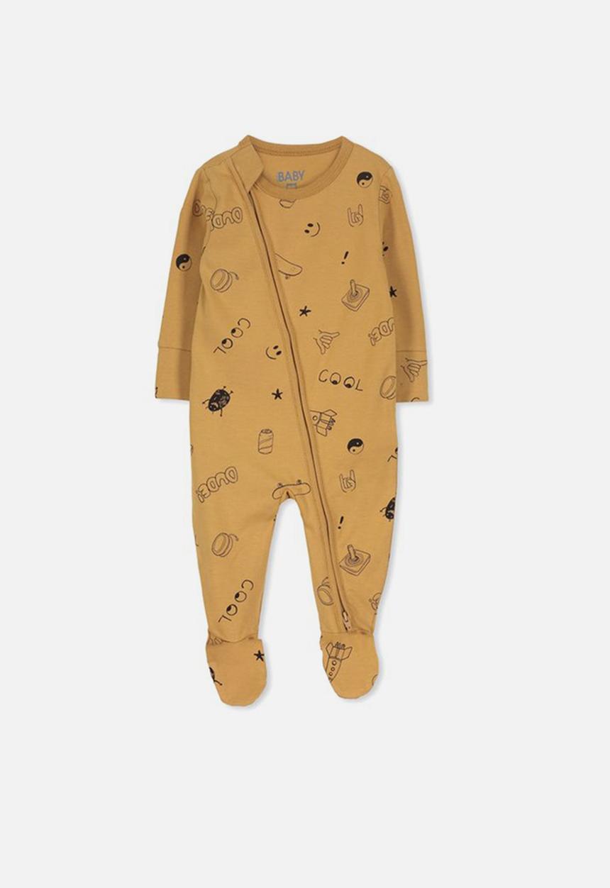 Cotton On - Mini zip through romper - tan & black