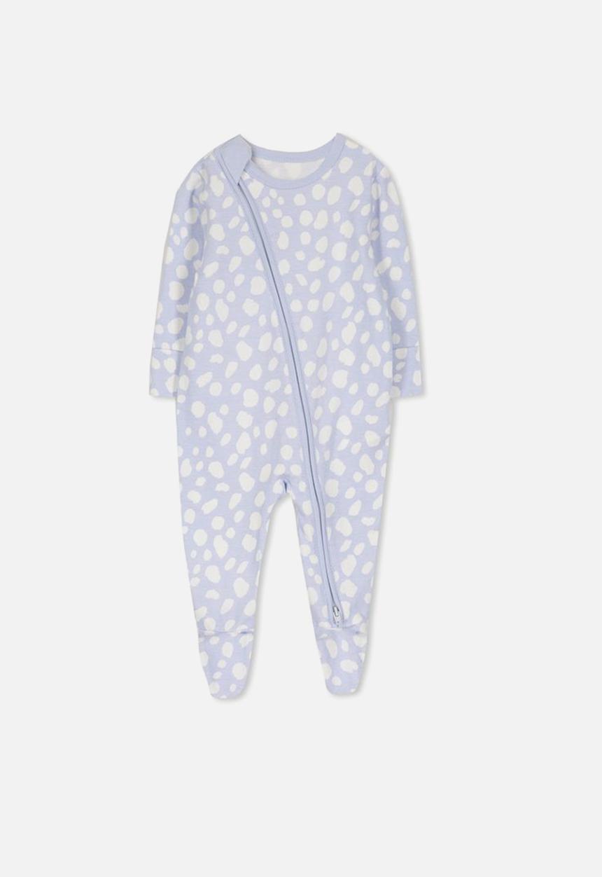 Cotton On - Mini zip through romper - purple & white