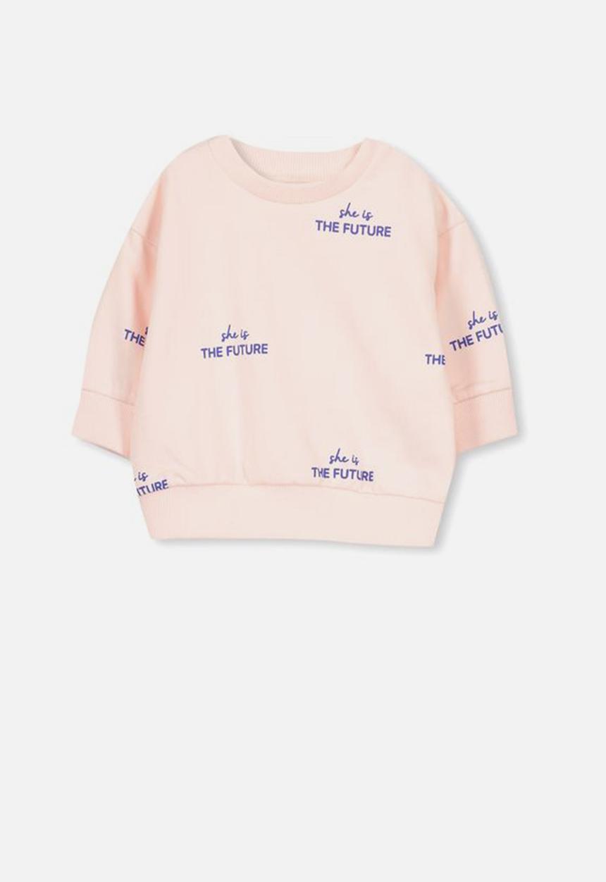 Cotton On - Skyler drop shoulder crew - pink