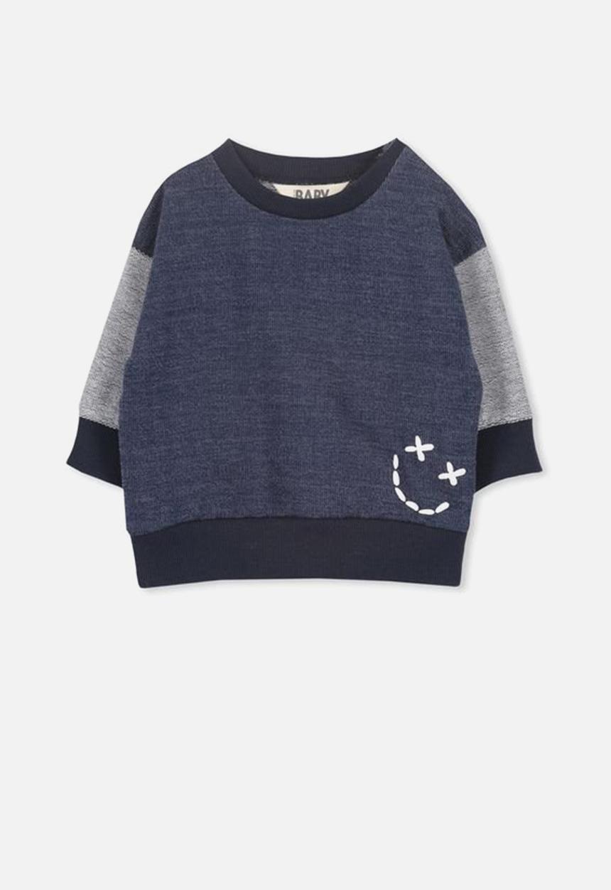 Cotton On - Skyler drop shoulder crew - blue & grey