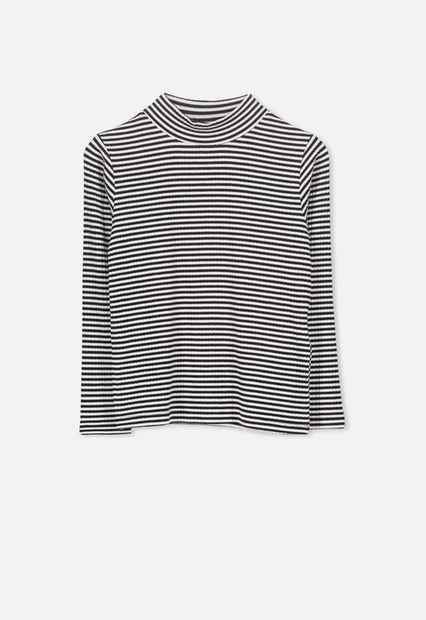 Cotton On - Ellie long sleeve rib top - black & white