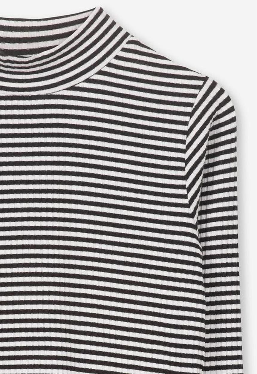 Cotton On - Ellie long sleeve rib top - black & white