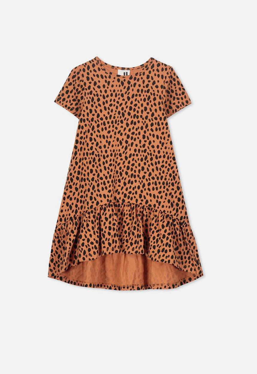 Cotton On - Joss short sleeve animal print dress - beige & black