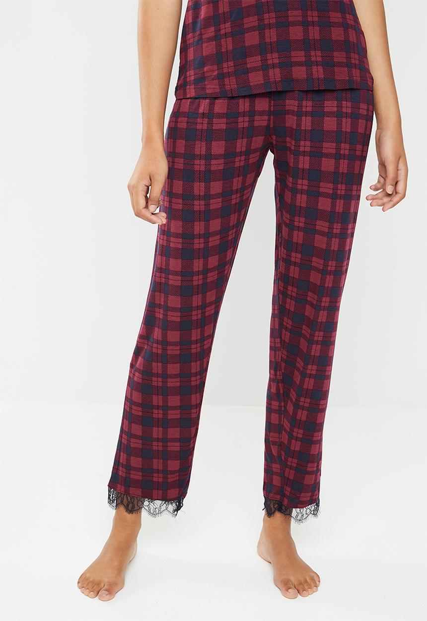 New Look - M&M check trouser - red & navy