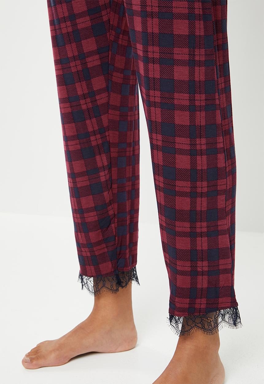 New Look - M&M check trouser - red & navy