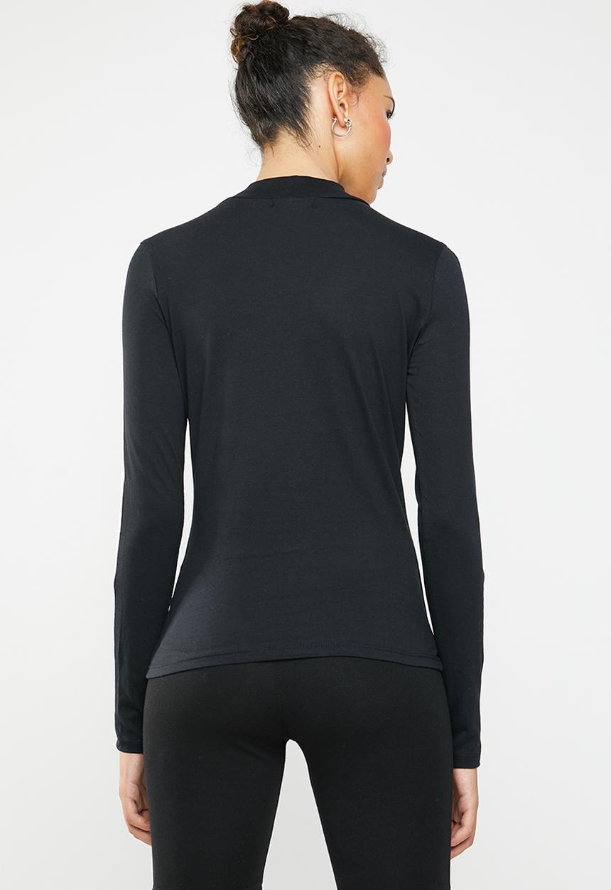 Brave Soul - Long sleeve roll neck with side stripe - black