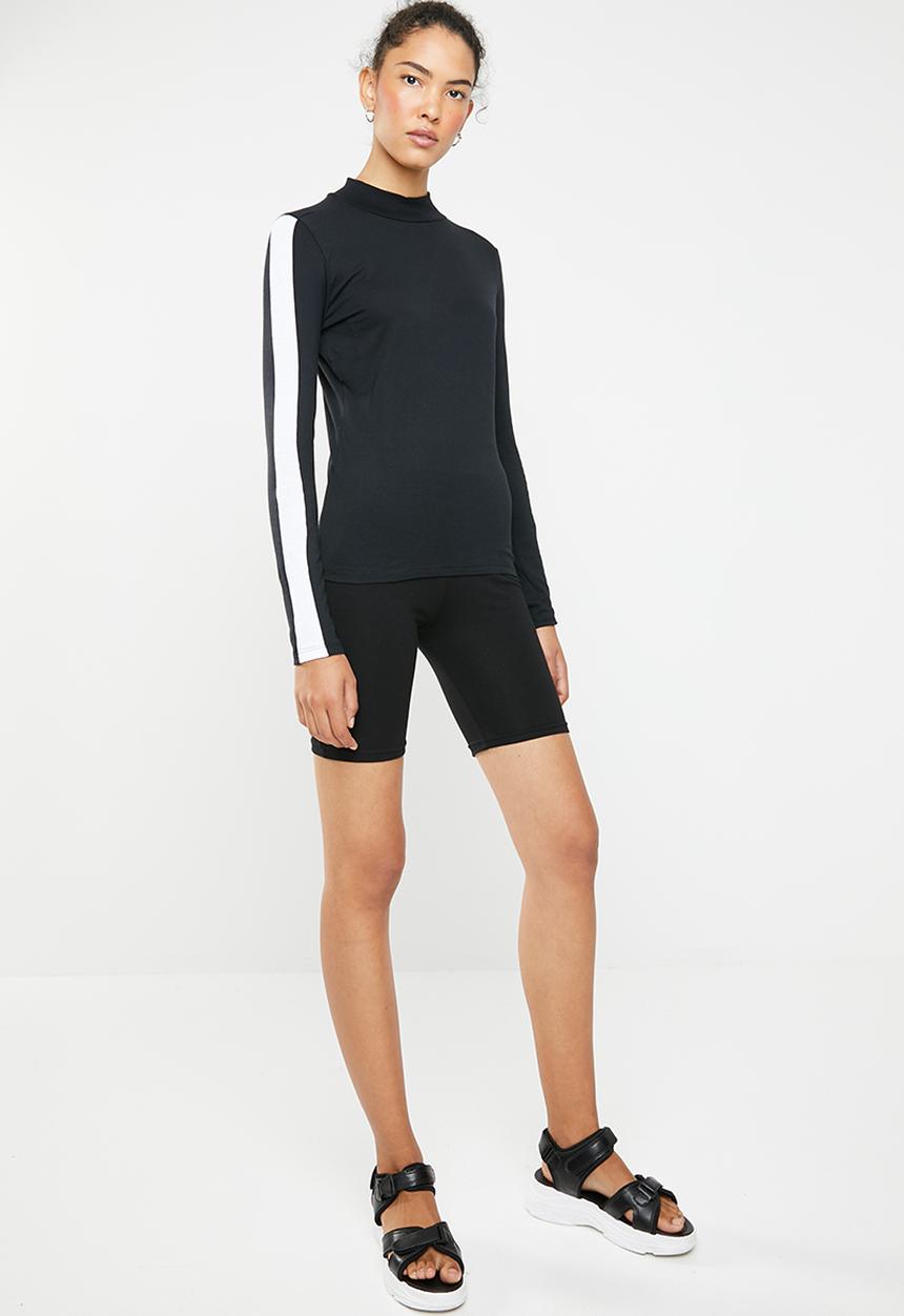 Brave Soul - Long sleeve roll neck with side stripe - black