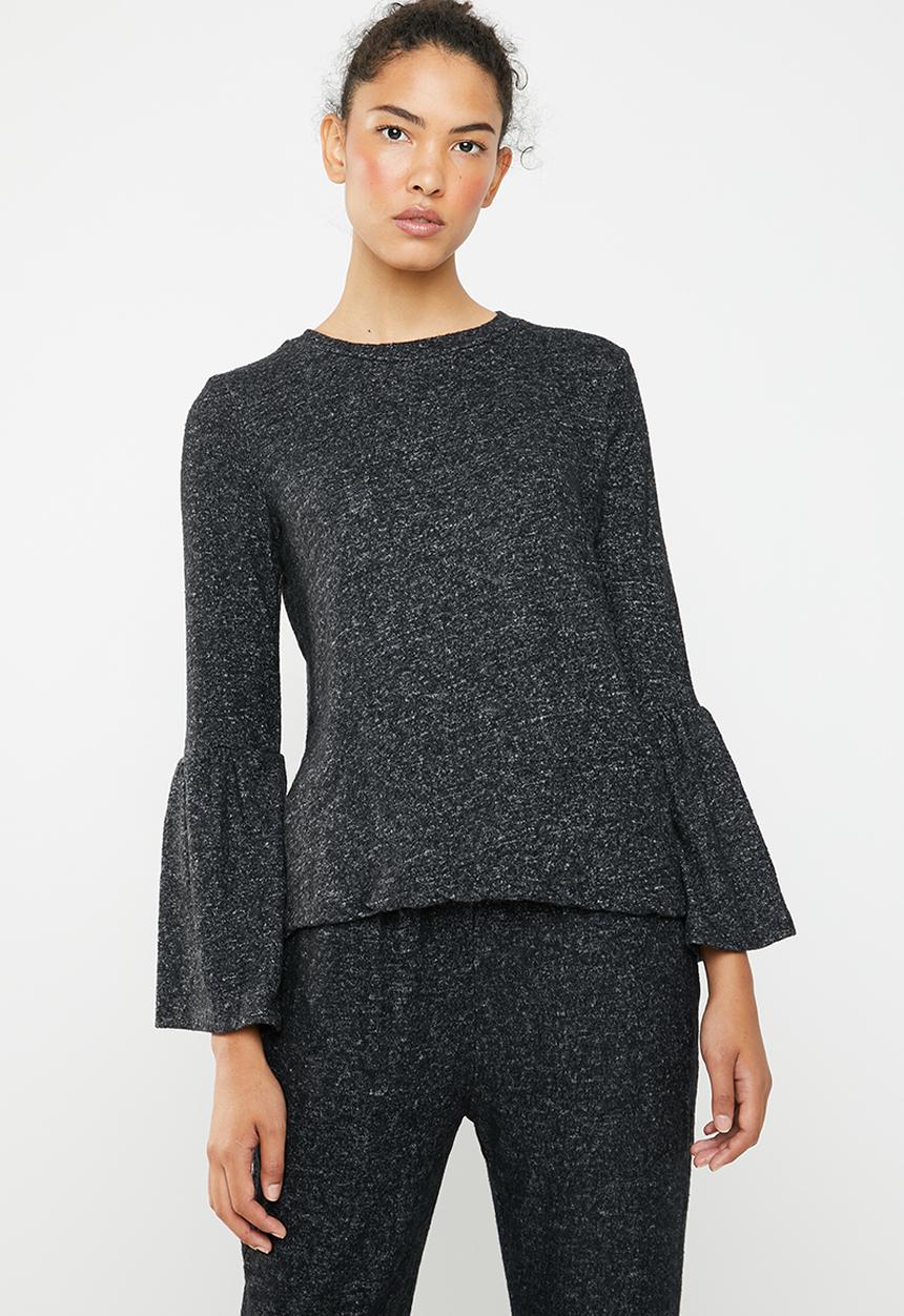 Brave Soul - Long sleeve top with bell sleeves - charcoal
