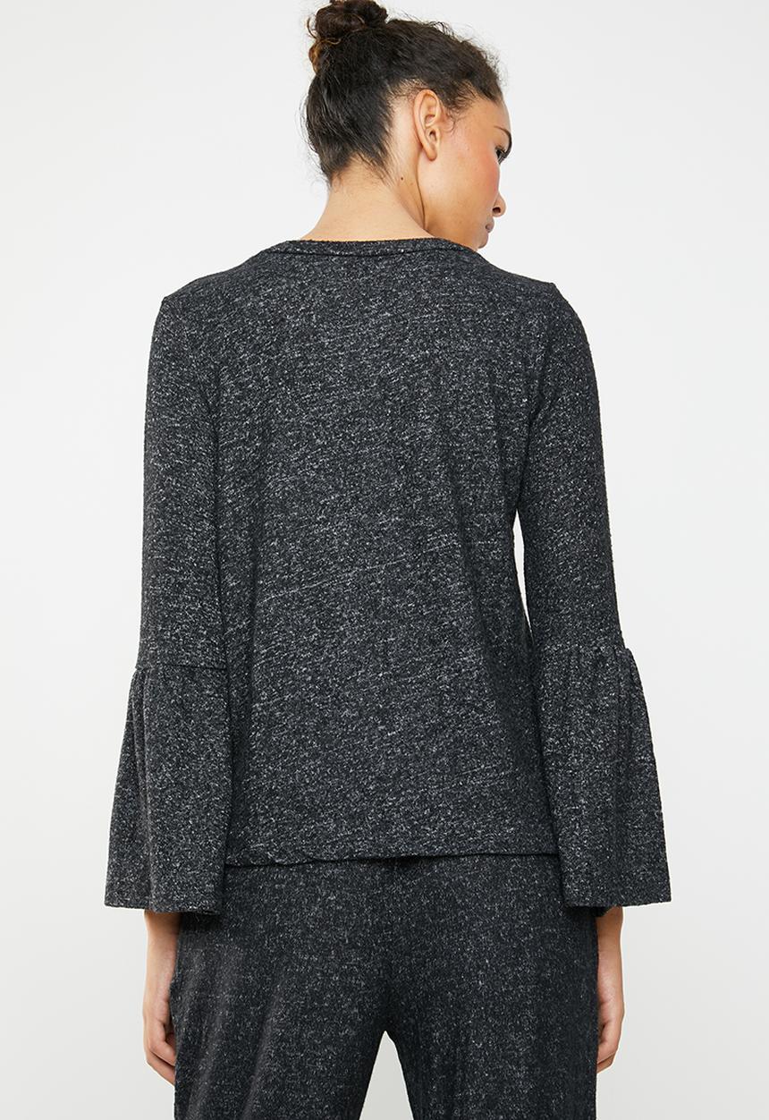 Brave Soul - Long sleeve top with bell sleeves - charcoal
