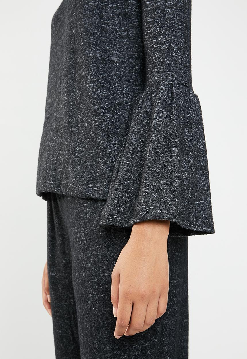 Brave Soul - Long sleeve top with bell sleeves - charcoal