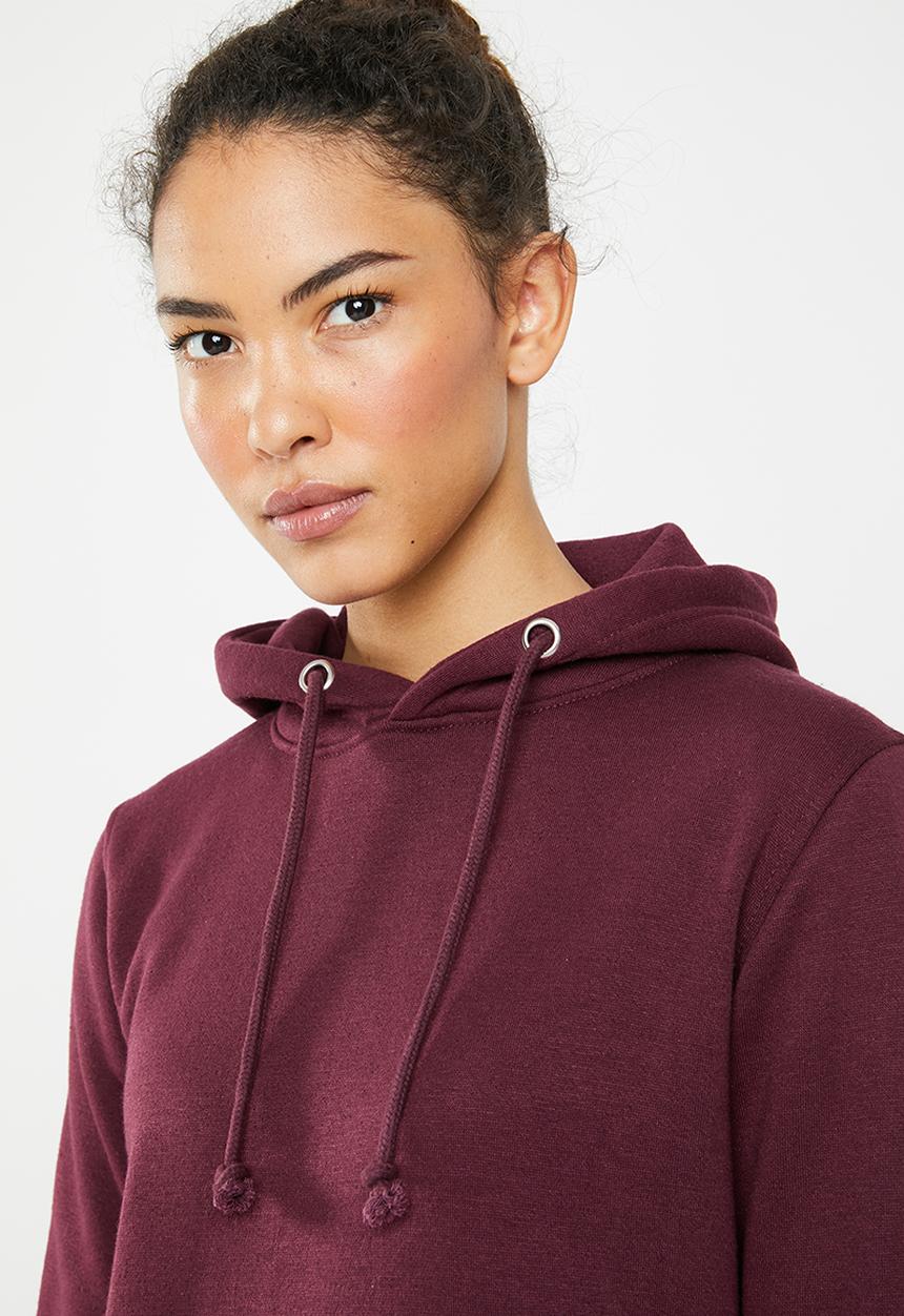 Brave Soul - Hooded jumper dress - burgundy