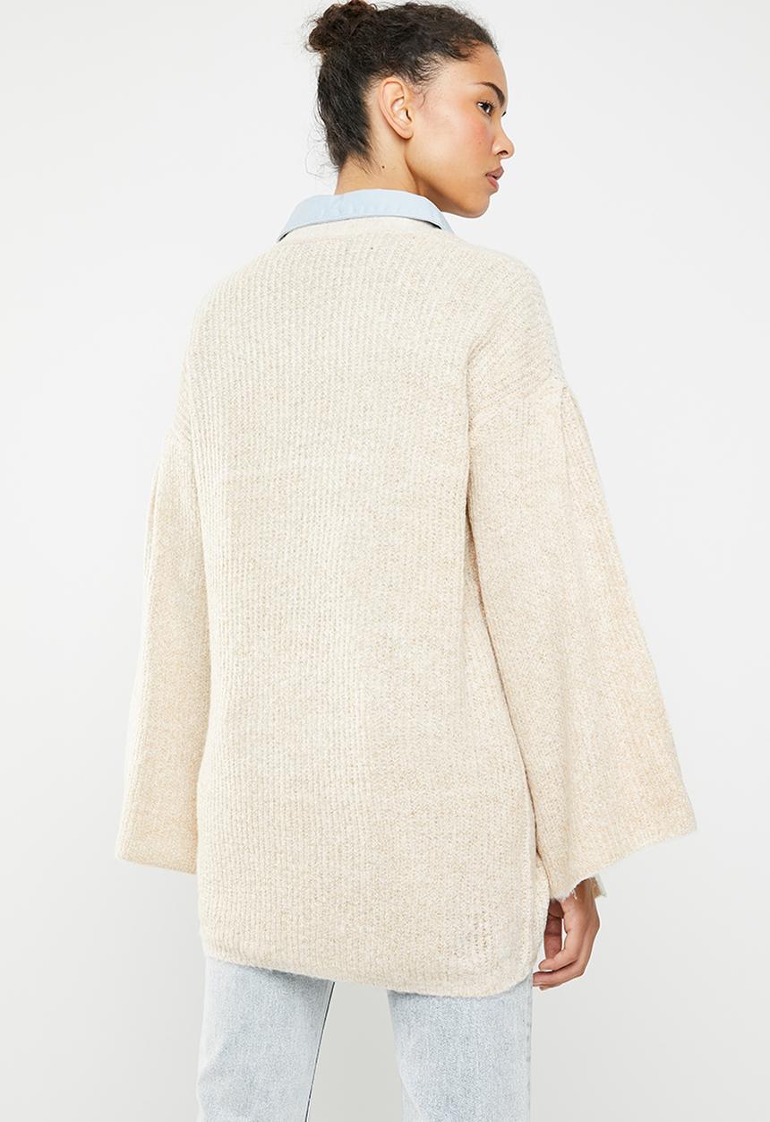 Brave Soul - Flared sleeve cardigan - cream