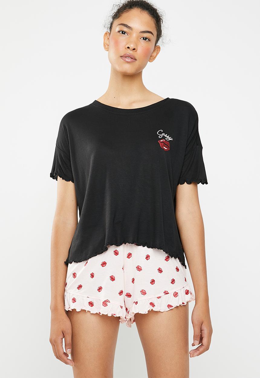 New Look - Sassy lips shorts pj set - multi