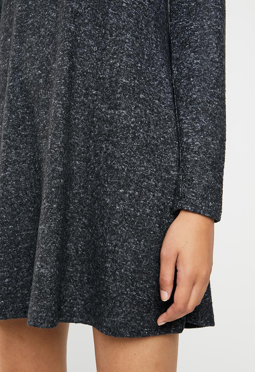 Brave Soul - Long sleeve dress with crisscross back - charcoal