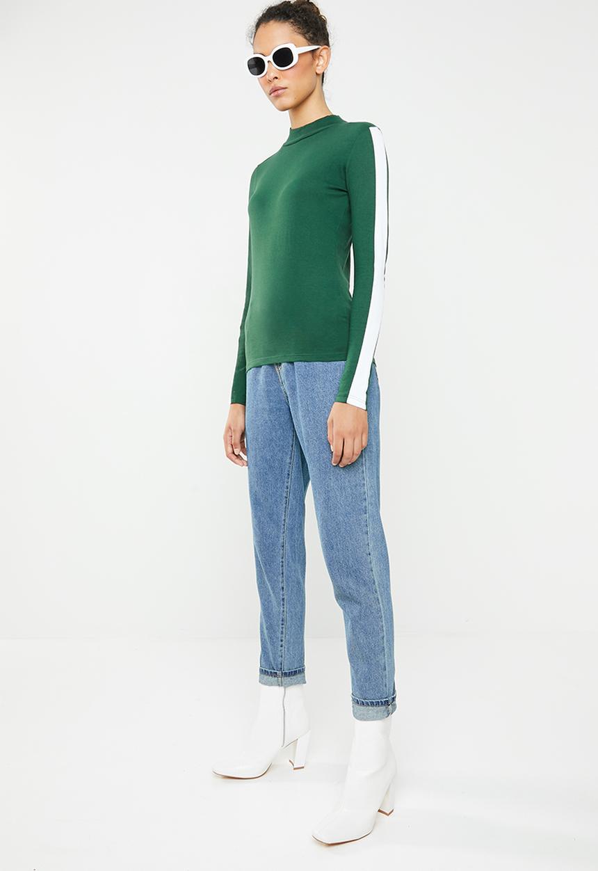 Brave Soul - Long sleeve roll neck with side stripe - green