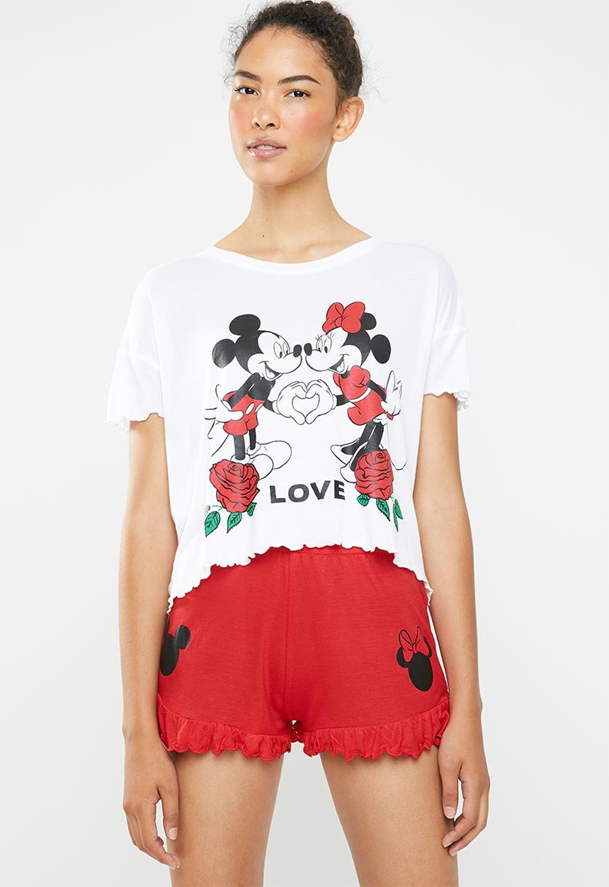 New Look - Love disney ruffle short set - red