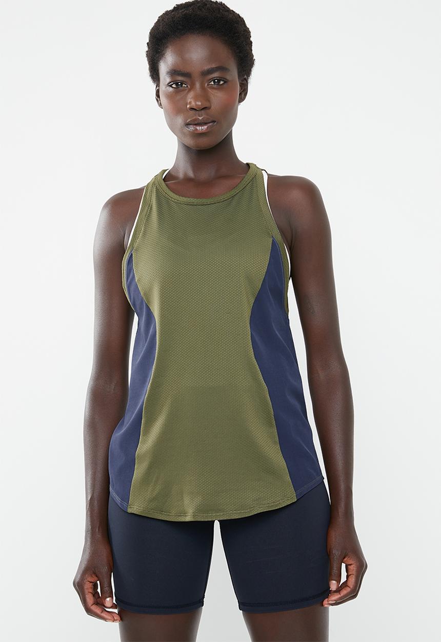 Nike - Nk tank cut in knit wvn - green & navy