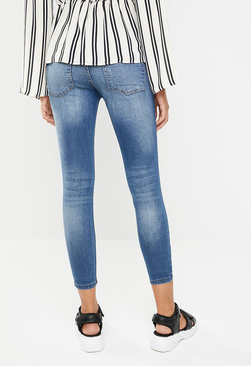 Jacqueline de Yong - Skinny low magic destroy ankle jeans - blue