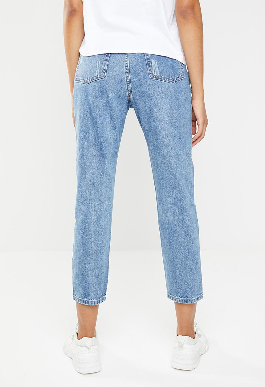 Superbalist - Ripped embellishment mom jeans - blue 