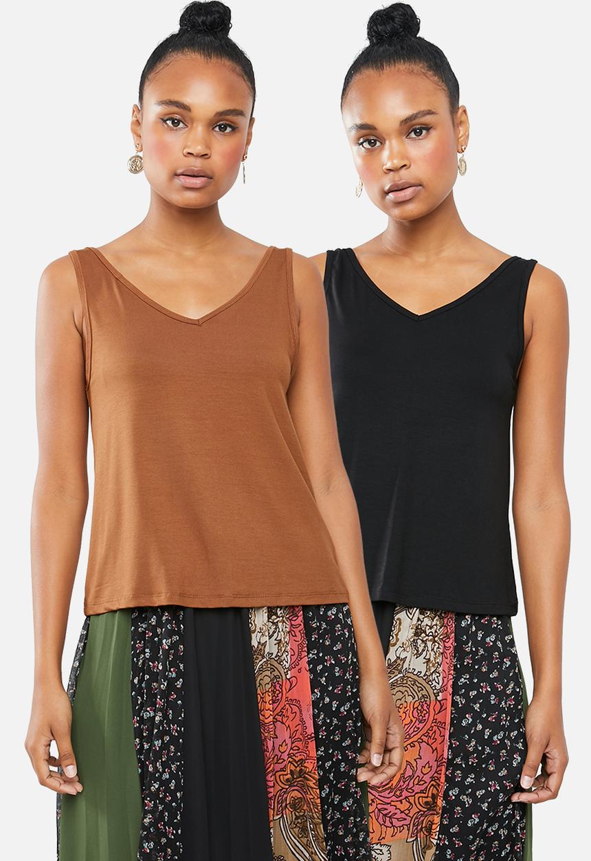 Superbalist - 2 Pack V-neck vest - black & brown