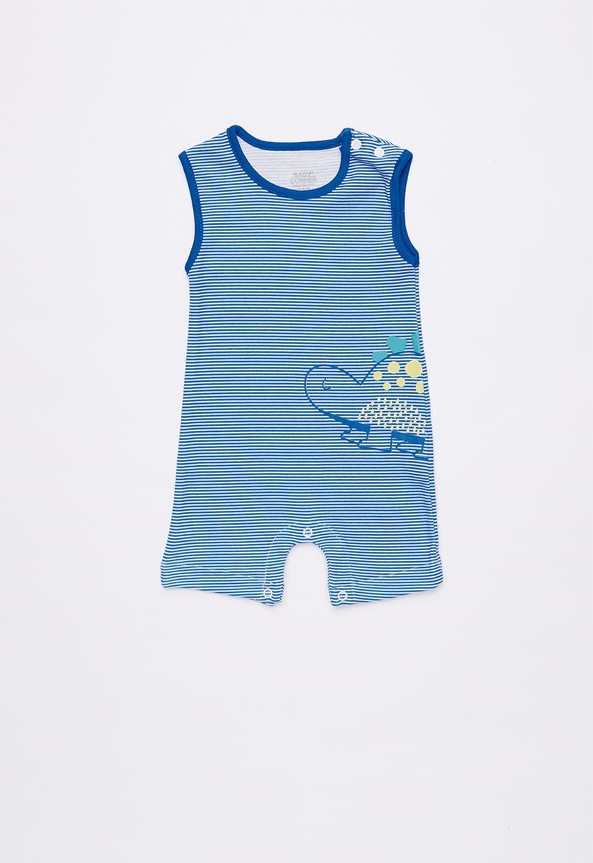 Baby Corner - Dino striped sleepsuit - navy & white