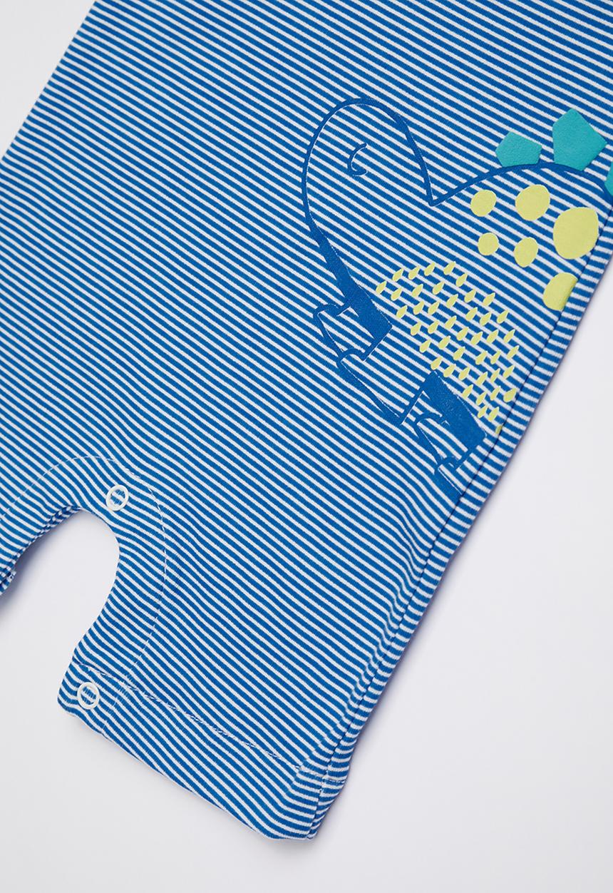 Baby Corner - Dino striped sleepsuit - navy & white