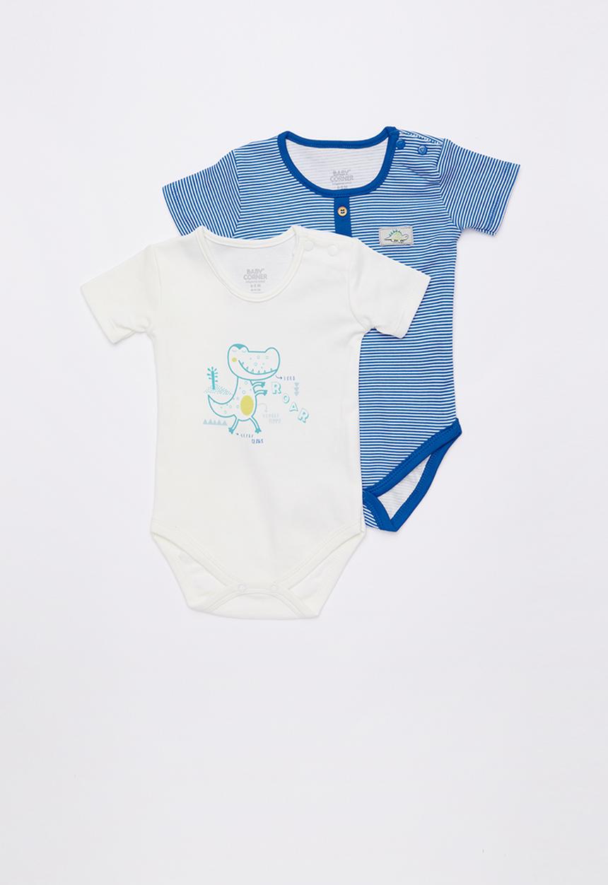 Baby Corner - Dino 2 pack printed short sleeve bodysuits - multi