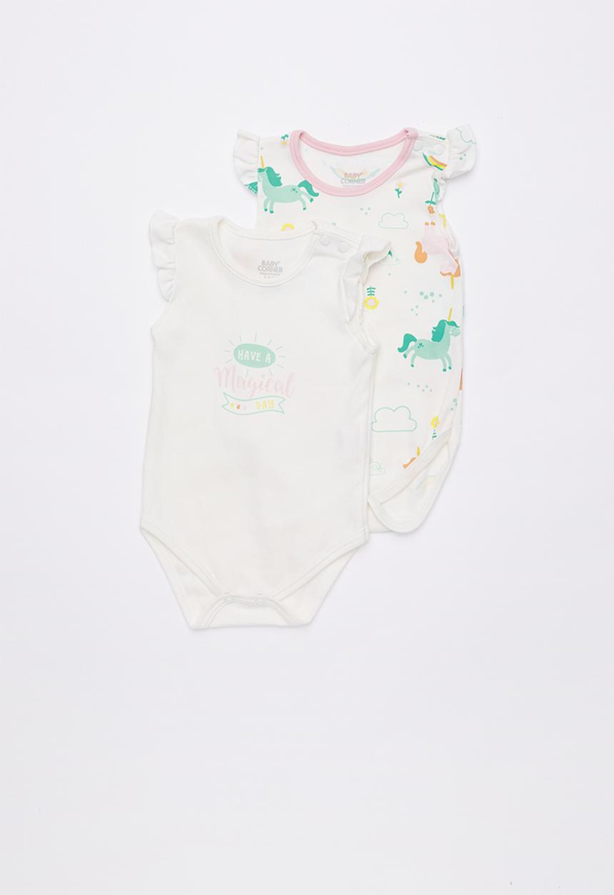 Baby Corner - Unicorn 2 pack frilly bodysuit - multi