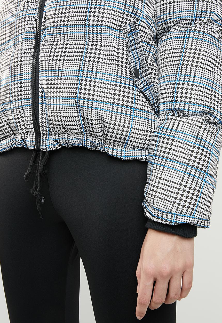Brave Soul - All over check padded jacket with hood - blue