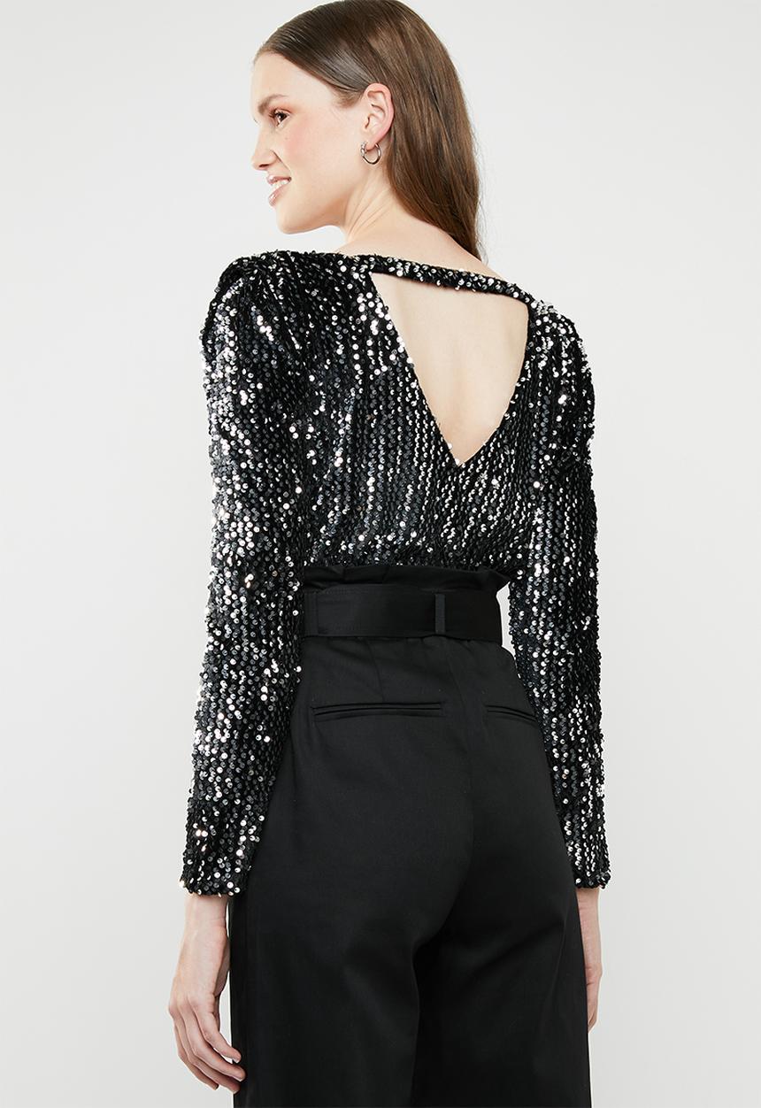 ONLY - Confidence cutout top - silver & black
